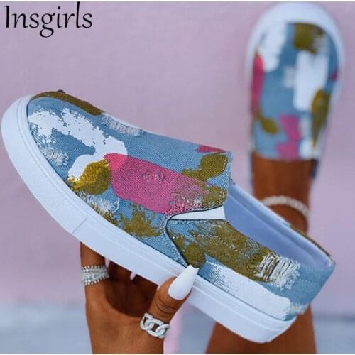 Womens Canvas Flats 2021 Autumn New Tie Dye Ladies Low Top Round Toe Espadrille Casual Shoes 36-43 Female Slip On Sneakers