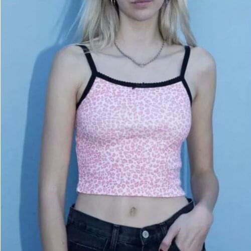 Cute tops for women Summer 2020 leopard print top sexy cami crop top floral leopard tops cropped ribbed top vintage