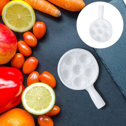 1Pc Kitchen Ceramic Baking Dish Snail Dish Storage Plate Escargots Plate (White)