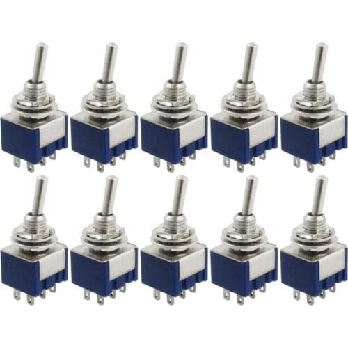 10 Pcs AC 125V 6A Amps ON/ON 2 Position DPDT Toggle Switch