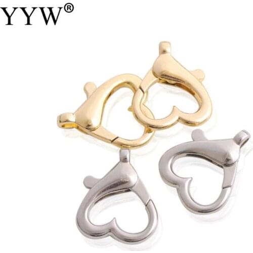 10pcs/Lot Heart Shaped Plated Lobster Shrimp Clasps Wholesale Lobster Clasp Jewelry Fingdings For Diy Making Necklace Bracelets