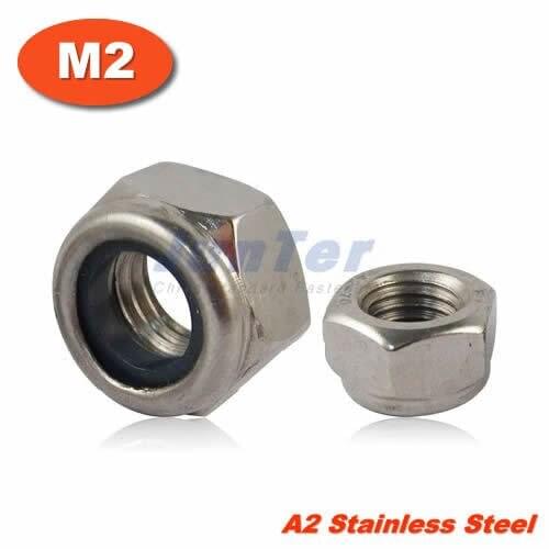 100pcs/lot DIN985 M2 Stainless Steel A2 Nylon Lock Nut