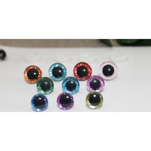 100pcs--N18-- 14mm/16mm/20mm/24mm 3D clear glitter toy eyes + glitter fabric+ washer for diy plush toy doll