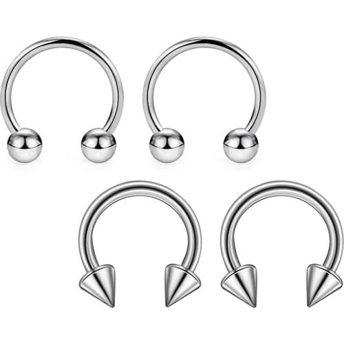 16G Horseshoe Circular Barbell Titanium Nose Septum Hoop Lip Helix Cartilage Tragus Earring Ring Piercing Body Jewelry