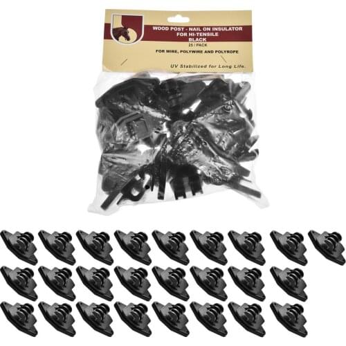 25pcs/set Black Electric Fence Wire High Strain Post Insulator Square Tube Terminal Rod Insulators Fence Electronic Fitting