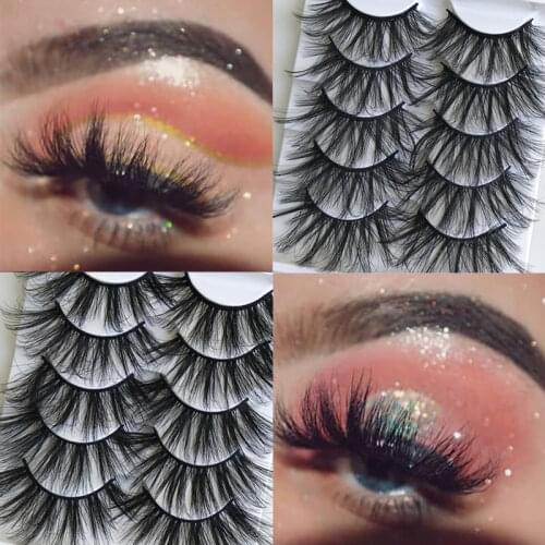 5 Pairs 6D Mink Hair False Eyelashes Natural Thick Long Wispy Dramatic Fake Lashes Makeup Beauty Extension Tools Faux Cils