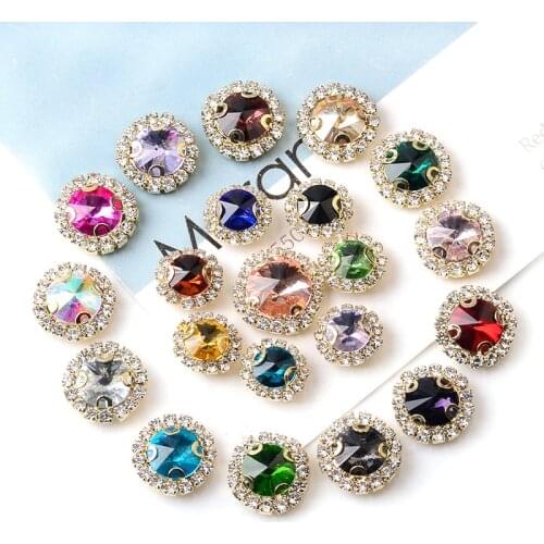 5 pcs Alloy Rhinestone Hand sewn diamond jewelry buckle accessories Round diamond buckle diy handmade clothing bag materials