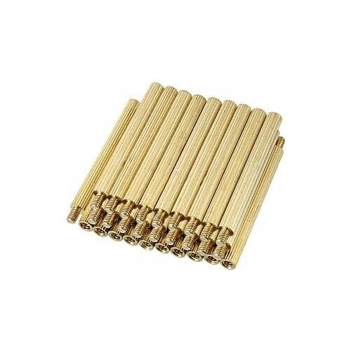50pcs M2 29+3mm Male Thread Brass Round Standoff Spacer Screw PCB Pillar