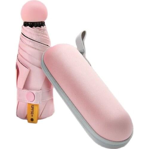 50% Off Capsule Sun Umbrella Female Sunscreen UV Umbrella Fashion Black Plastic Umbrella Pocket Umbrella