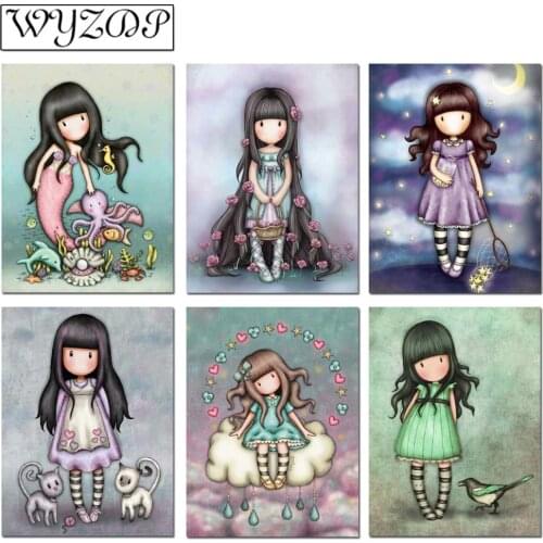 5D Diamond painting Cartoon girl Picture Full Square/Round Diamond Embroidery Cross stitch Gift Kits Home decorWYZWYZ201006
