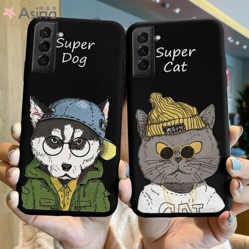 ASINA Cute Couple Case For Samsung Galaxy S21 Ultra S20 S10 S9 Plus Liquid Silicone Cover For Samsung Note 9 10 20 Dog Fundas