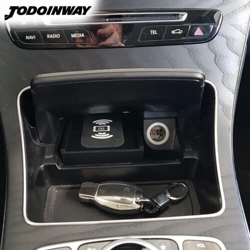 Car qi wireless charger for Mercedes Benz W205 C180 C200 GLC C Class cordless charging onboard for iphone 11 fast charge case