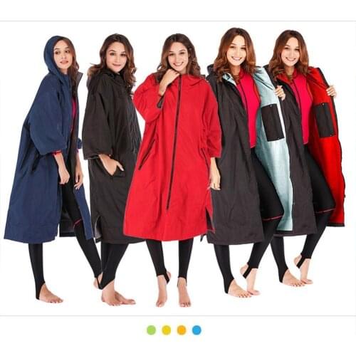 Diving Quick-drying Suit Long-sleeved Double-layer Waterproof Hooded Zipper Sports Warm Jacket Outdoor Long Windbreaker