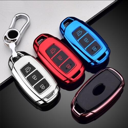 TPU Car Key Cover Case For Hyundai I30 Azera Elantra GT Kona Santa Fe TM Veloster 2018 2019 Grandeur Accent Keychain Accessories