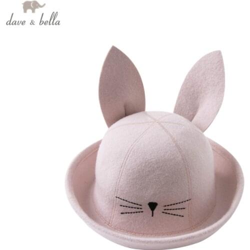 DB14933 dave bella autumn new born fashion baby girls cartoon cat hat girl bucket cap