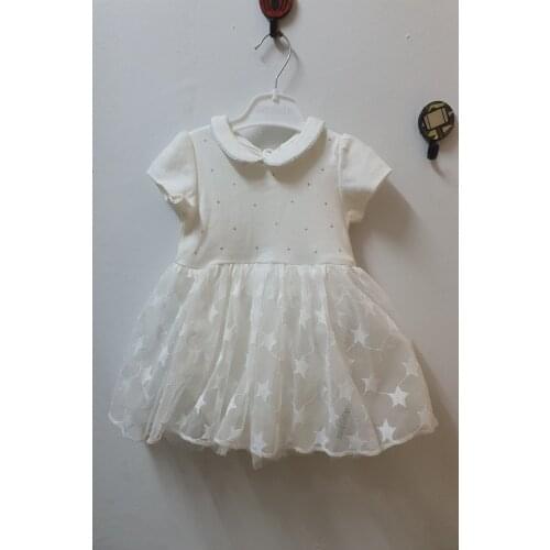 Baby girl White Star Leaf Tulle Dress Evening Round Neck Comfort