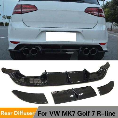 Rear Bumper Diffuser Lip Spoiler for Volkswagen VW GOLF 7 VII MK7 R LINE 2014 - 2017 Carbon Fiber Rear Diffuser Spoiler FRP