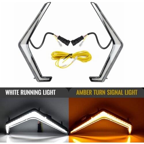Pair ATV White Daytime Running Light Amber Turn Signal Lamps 12v For POLARIS RZR XP 1000 / 4 1000 2019 Turbo / 4 Turbo 2019