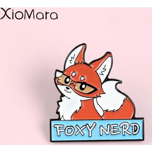 Bookworm Fox Enamel Pin Cartoon Lovely Mini Little Fox Custom Badge Animal Jewelry Enamel Brooches Lapel Pins For Kid Gifts