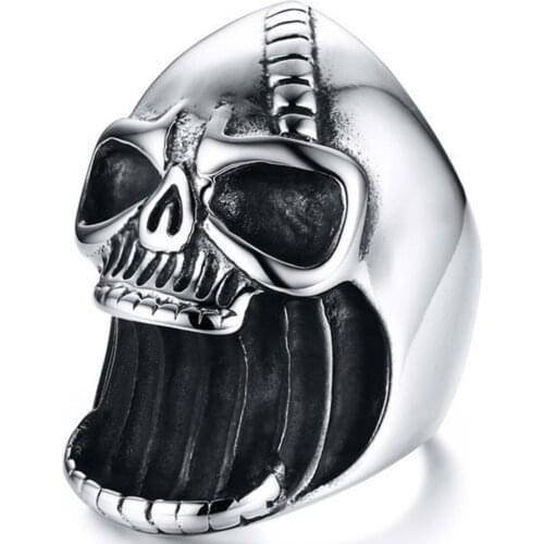 FntYcm Bottle Opener Punk Skull Rings Stainless Steel Rings For Men Holder Beer Bottle Opener Anillos Bague Homme Anel Masculino