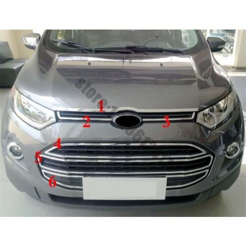 For Ford Ecosport 2013-2017 high quality ABS Chrome Front Grille Around Trim Racing Grills Trim Car styling
