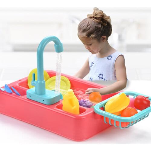 Kids Kitchen Toys Simulation Electric Dishwasher Educational Toys Mini Kitchen Food Pretend Play Cutting Role Playing