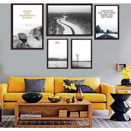 SVITY Landscape White Black Picture Spray Painting Art Canvas Painting Nordic Highway Wall Decor Poeter For Living Room FA699