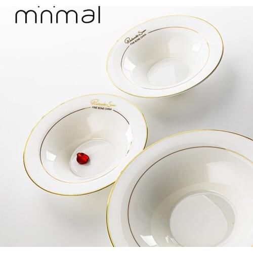 Creative marble pattern Phnom Penh ceramic Western tableware household deep soup dish rice noodle bowl set dinner plates