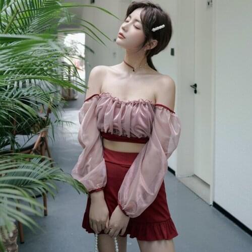 Korean student net red ins style new split skirt sexy slimming belly hot spring hotel resort swimsuit women