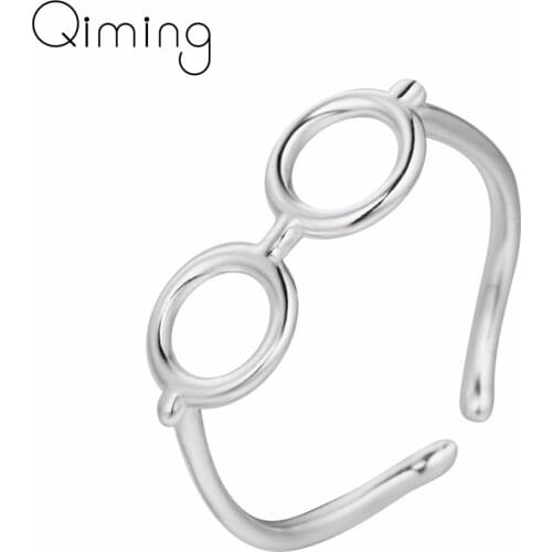 Tiny Glasses fashion Fashion Rings Female Finger Open Adjustable Ring Women Minimalist Jewelry Girls Birthday Christmas Gift