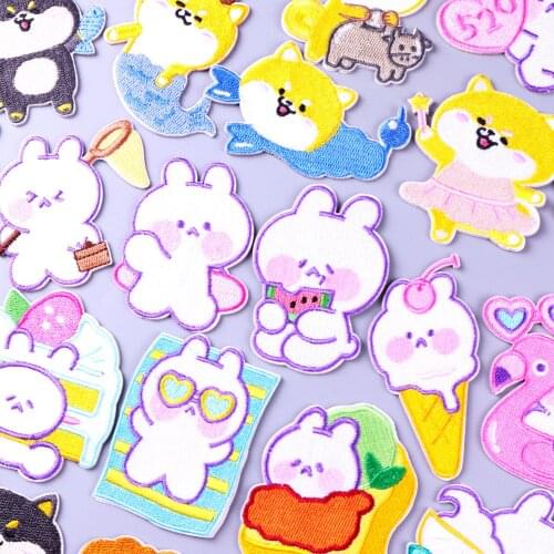 Cute Rabbit Stripes Patches For Clothing Cartoon Badge Hand Account Accessories Canvas Shoe Bag Diy Accessories Self-adhesive