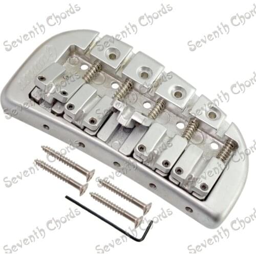 A Set Curve Baseplate Double Bullet Saddle Bass Bridge For 5 String Electric Bass guitar - Silver