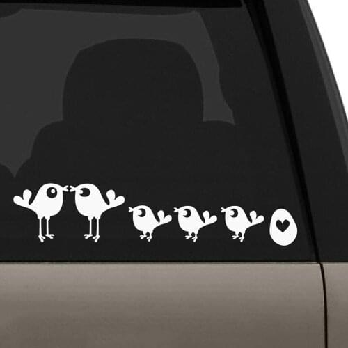 Bird Family Car Decal A Family Of Loved Ones Warm Picture Vinyl Car Mural For Car Rear Windshield Logo Rainproof FA015
