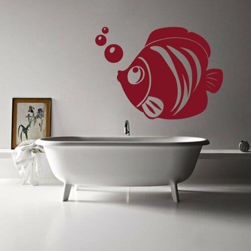 Fish and Bubbles Wall Decal Cartoon Animals Kids Bedroom Bathroom Nursery Home Decor Vinyl Door Window Sticker Art Mural Q271