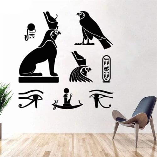 Horus Eye Ancient Birds Hieroglyphics Wall Stickers Egypt Legend Vinyl Decals Livingroom Bedroom Home Decor Wallpaper DW10709