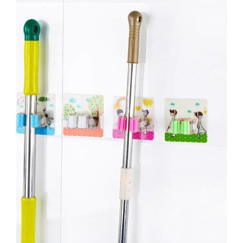 Wall Mounted Mop Organizer Holder Brush Broom Hanger Storage Rack Kitchen Tool Wall Housekeeper Accessory Hanging Pipe Hooks