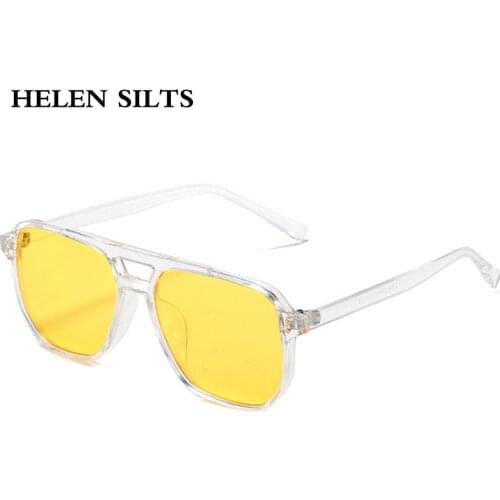 2021 New Rivets Square Sunglasses Womens Fashion Double beam Sun Glasses Female Ocean Yellow Color Eyewear Beach Goggles UV400