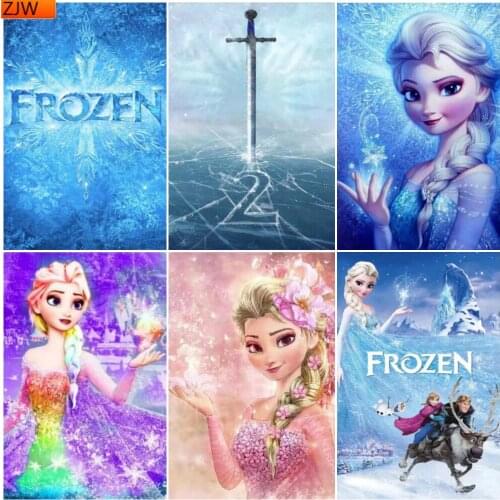 New DIY Diamond Painting Disney Frozen Elsa Anna Cross Stitch Embroidery Mosaic Home Decor Gift