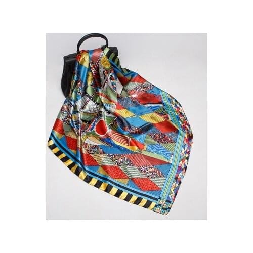 90*90cm New Geometric Rhombus Prints Scarf Womens Square Scarf Decorative Scarf