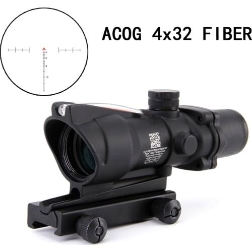 Hunting Riflescope ACOG 4X32 TA-01 Real Fiber Optics Red Dot Illuminated Glass Etched Reticle Tactical Optical Sight