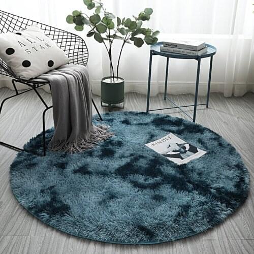 Thick soft skin-friendly non-odor child crawling carpet Nordic ins wind round rug plush bedroom bedside mat hanging basket rug