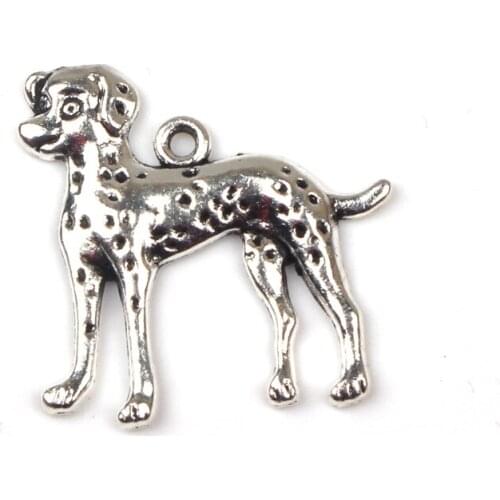 10pcs Charms Dalmatian Dog 28*28mm Tibetan Silver Plated Pendants Antique Jewelry Making DIY Handmade Craft