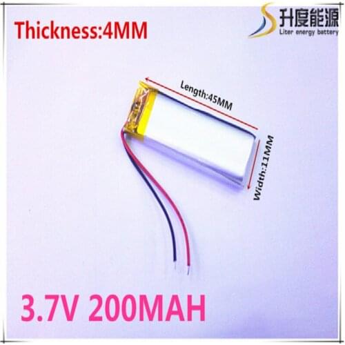 Polymer battery 200 mah 3.7V 401145 smart home MP3 speakers Li-ion for dvr,GPS,mp3,mp4,cell phone,speak