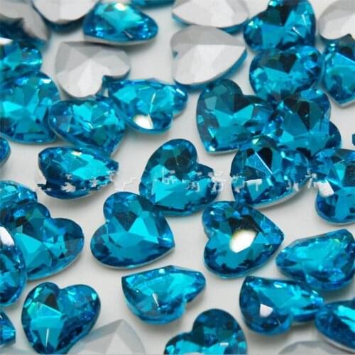 Various Size Aqua Blue Color Heart Shape Hand Craft Pointback Rhinestones Glass DIY Crystal Rhinestone Garment Dress Decoration