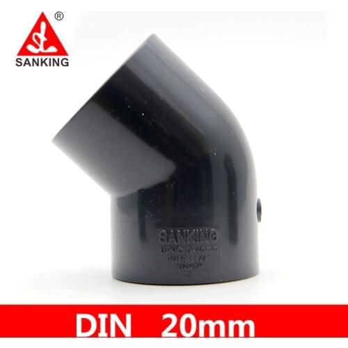 Sanking 20mm UPVC 45 Degree Elbow PVC Connector Fittings Garden Connector Gray Plastic Irrigation Tube Coupling Irrigation