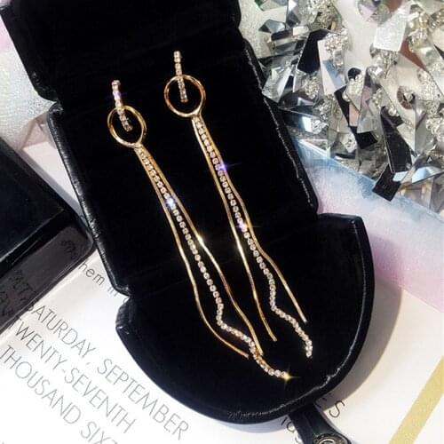 Korean personality Fashion Jewelry Multi-layer Chain Tassel Geometry Long Earrings Oorbellen Pendientes Earrings For Women Brinc