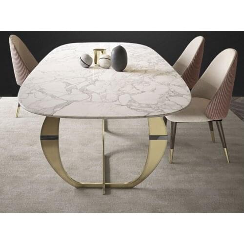Nordic marble table simple modern stainless steel luxury table and chair combination designer rectangular table