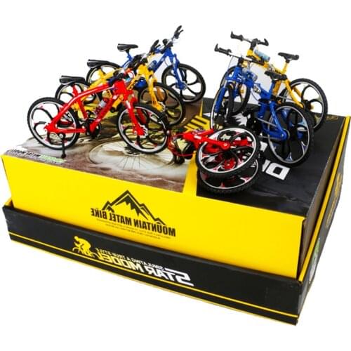 1:10 foldable model bike dicast alloy mountain bike toy collectable push cycle decoration artwork for chidren fan birthday gifts