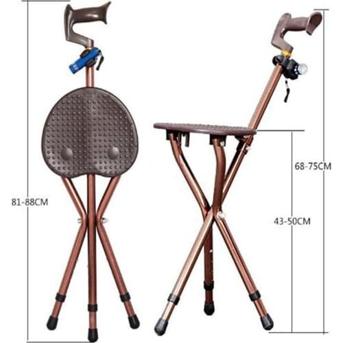 The old man to help line tool folding chair old man walking gear bench tripod LED lighting portable elderly self-help gear