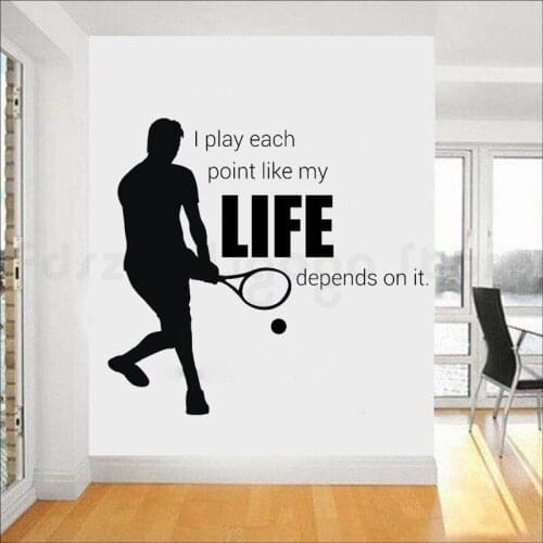 Sport grać każdy punkt życie zależy tenis cytaty naklejki ścienne sportowe mural artystyczny naklejka ścienna dla nastolatkiH717